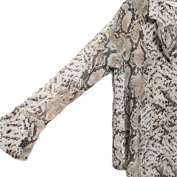 STORIA Snake Print Semi-Sheer Blouse M - Picture 3 of 6